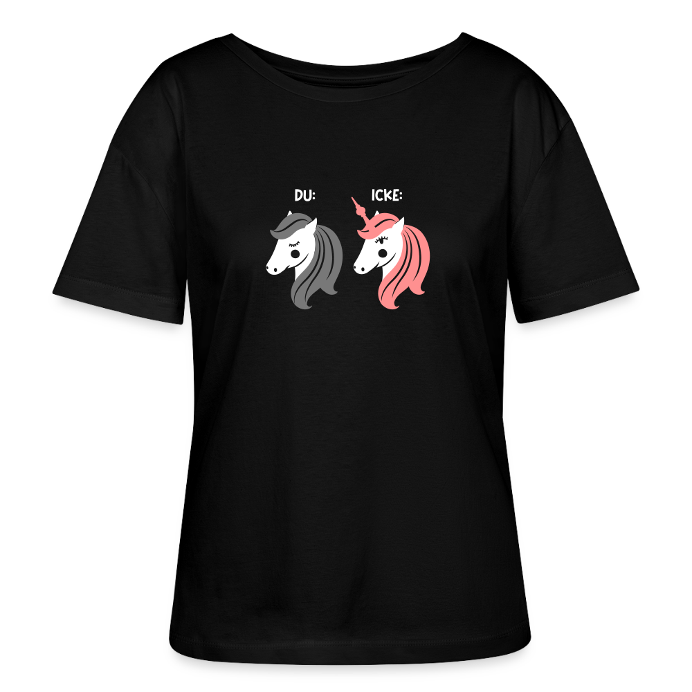 Berliner Einhorn - Relaxed Rundhals Frauen Bio-T-Shirt - Schwarz