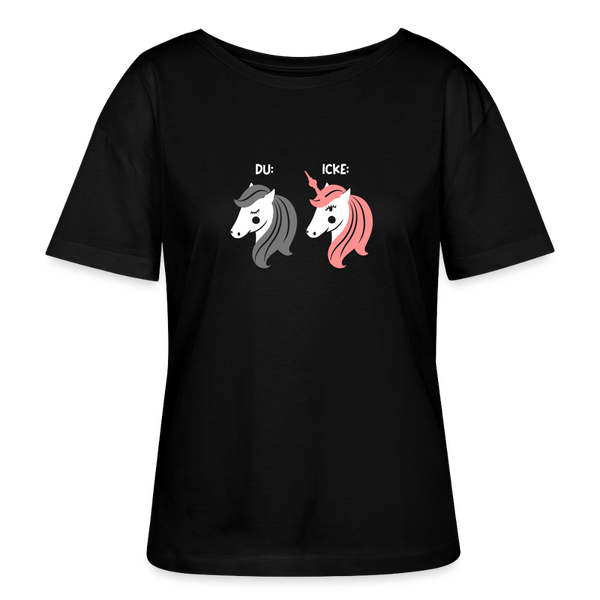 Berliner Einhorn - Relaxed Rundhals Frauen Bio-T-Shirt - Schwarz