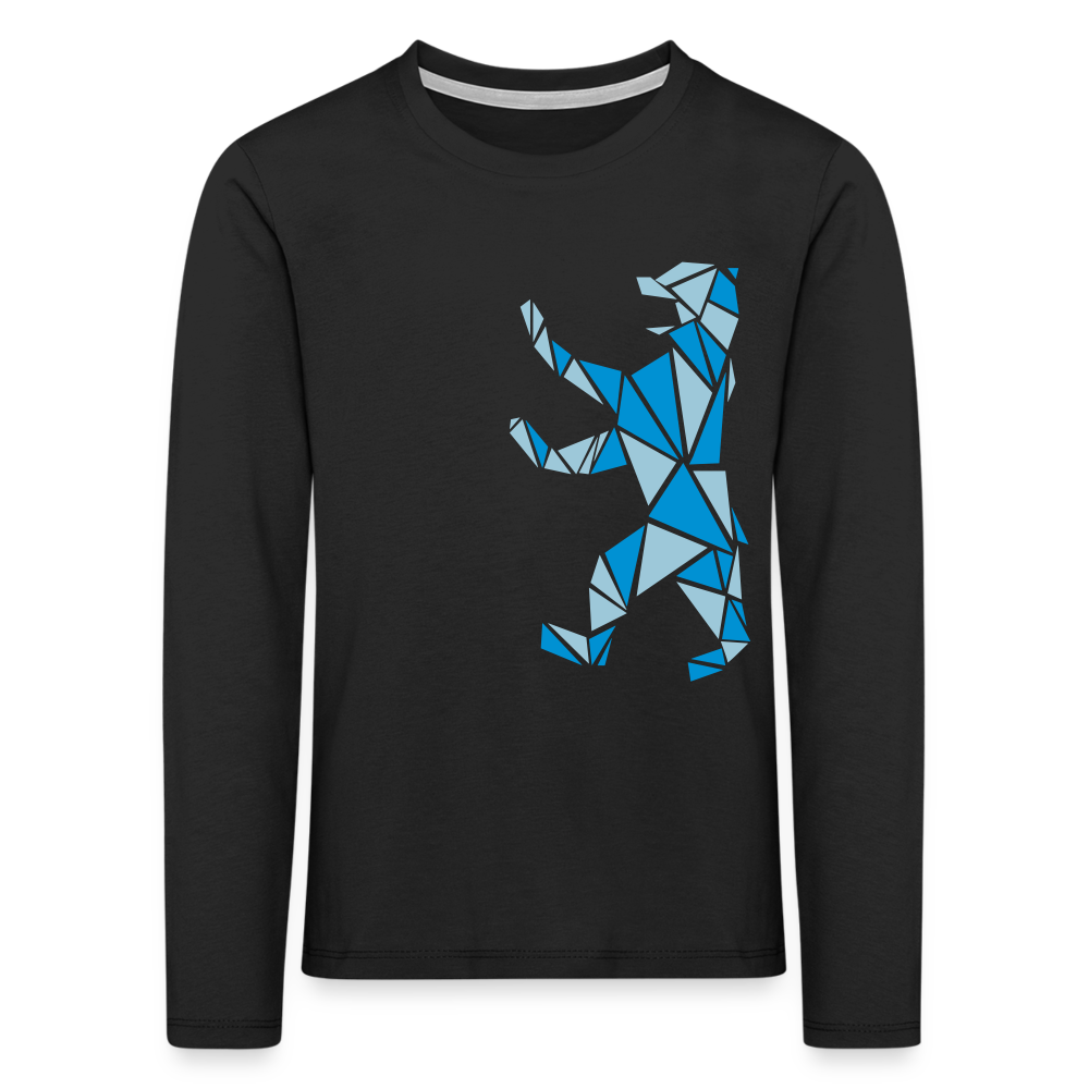 Berliner Bär Geometrie - Kinder Langarmshirt - Schwarz