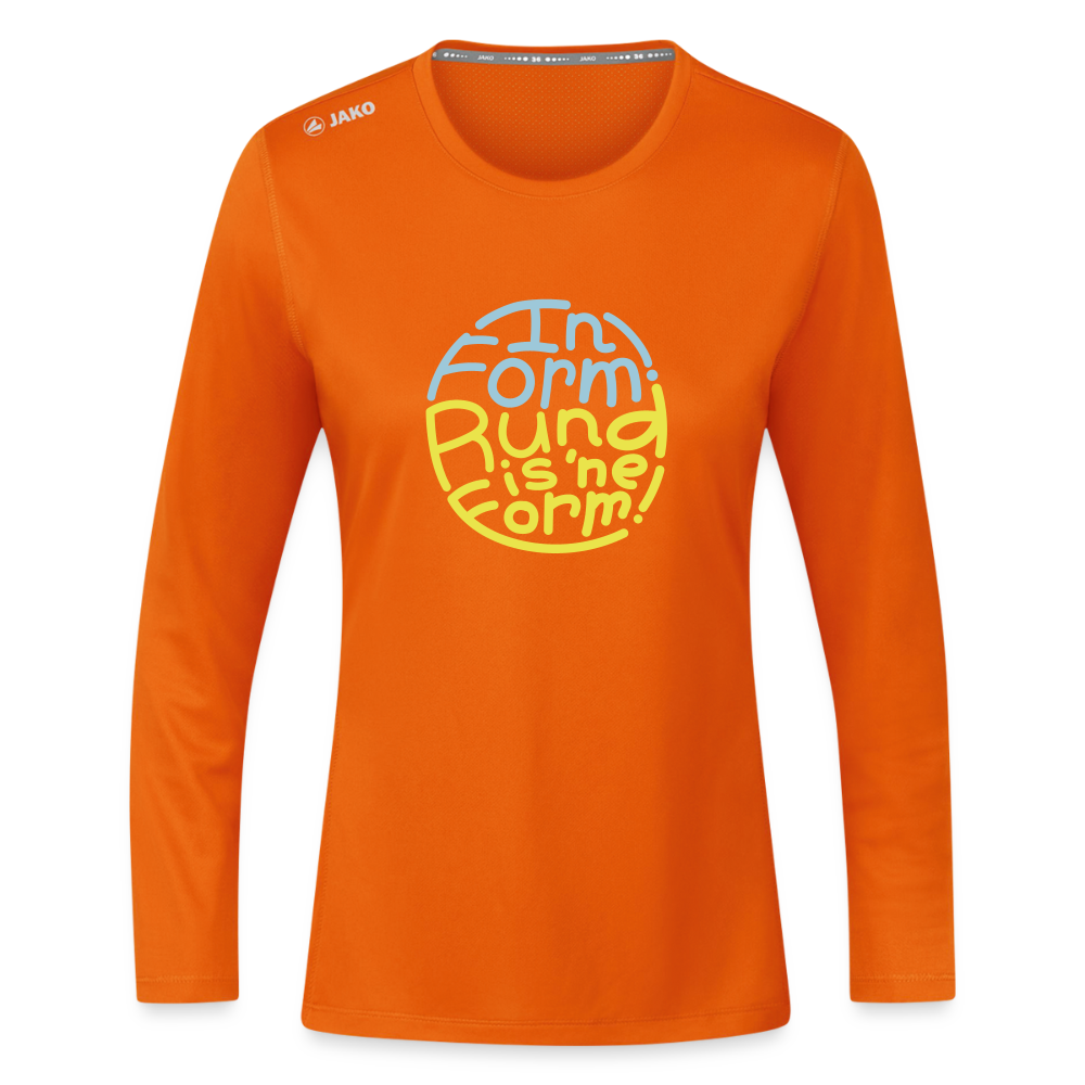 In Form! Rund is 'ne Form! - Frauen Sport Langarmshirt - Neonorange