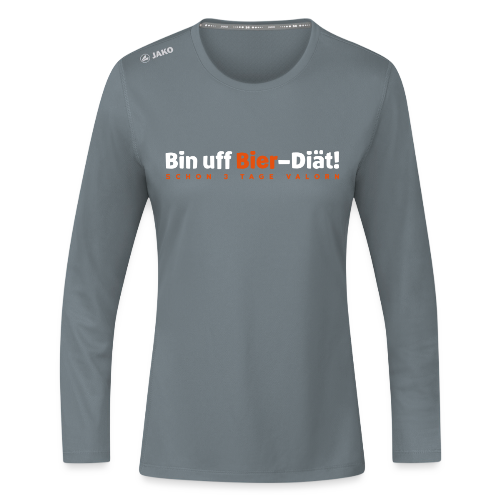 Bin uff Bier-Diät! (schon 3 Tage valorn) - Frauen Sport Langarmshirt - Grau