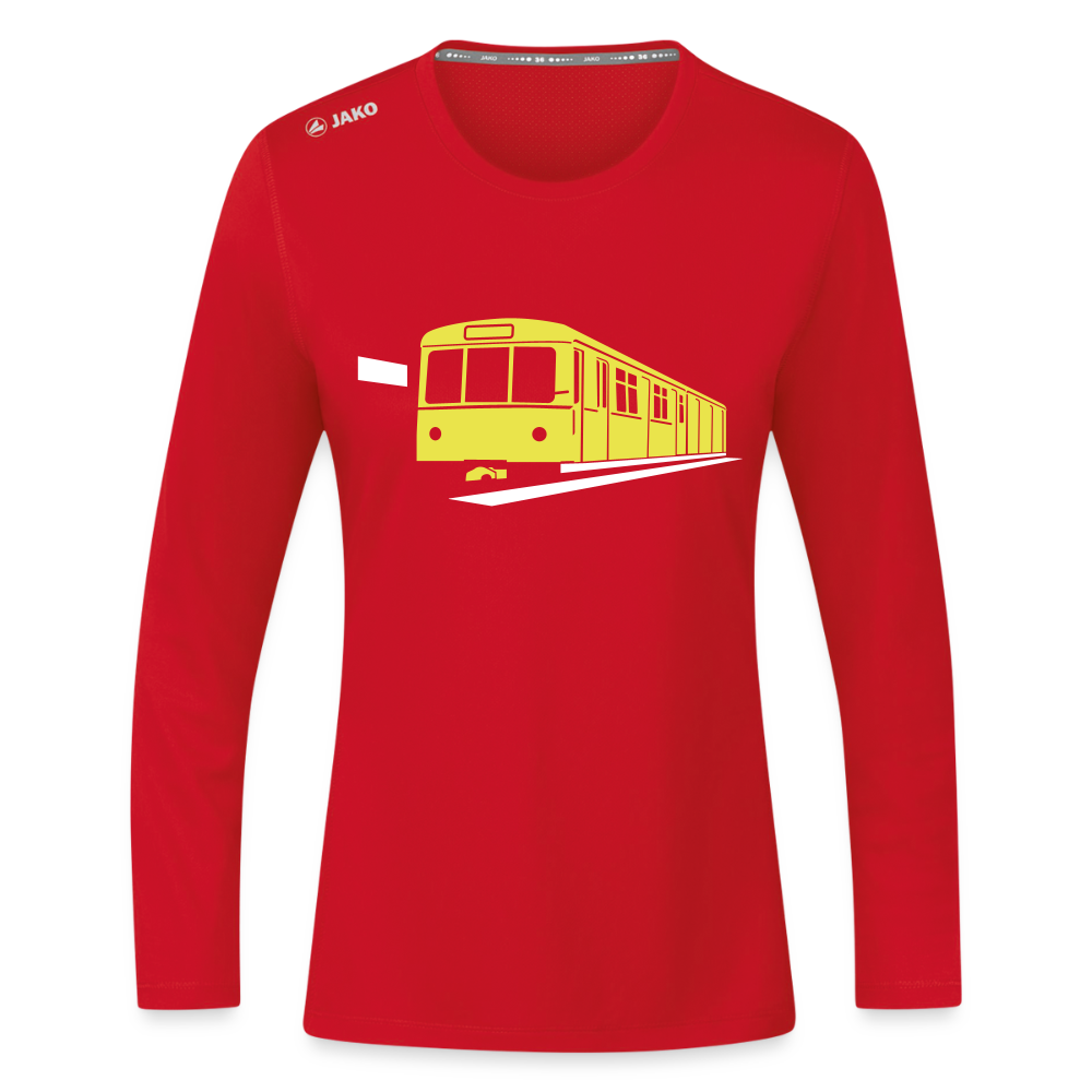 Die U-Bahn kommt - Frauen Sport Langarmshirt - Rot