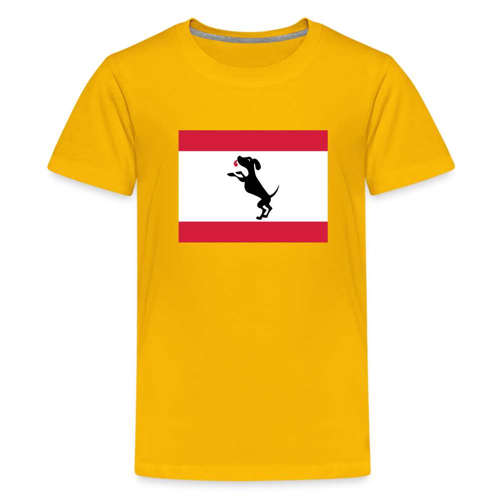 Berliner Flagge mit Hund - Teenager Premium T-Shirt - Sonnengelb