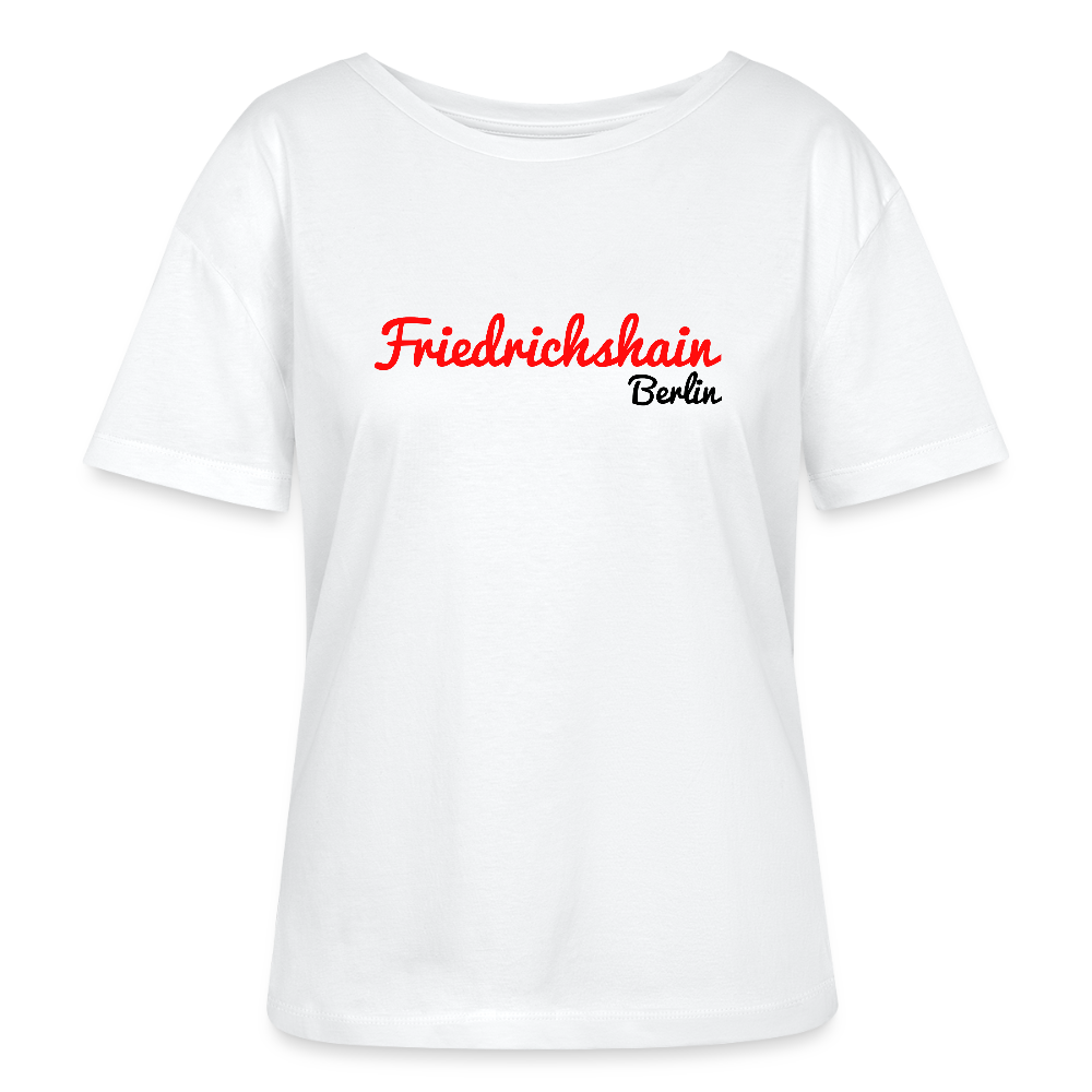 Friedrichshain Berlin - Relaxed Rundhals Frauen Bio-T-Shirt - Weiß