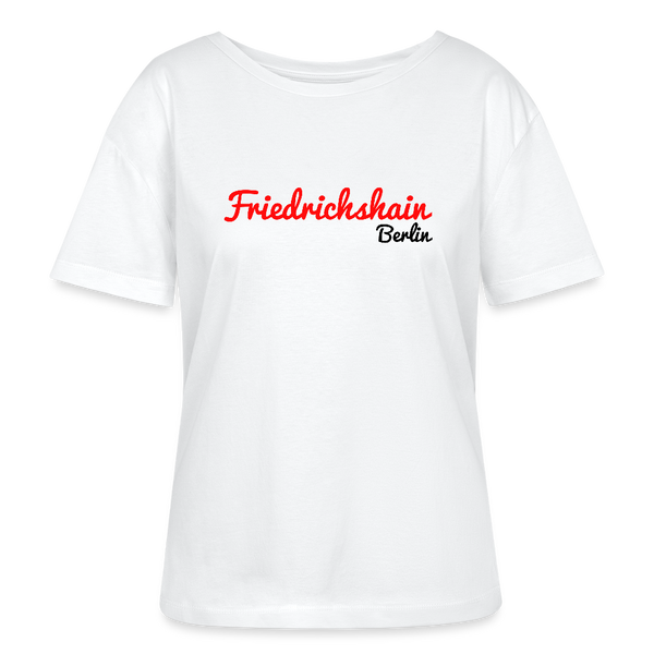 Friedrichshain Berlin - Relaxed Rundhals Frauen Bio-T-Shirt - Weiß