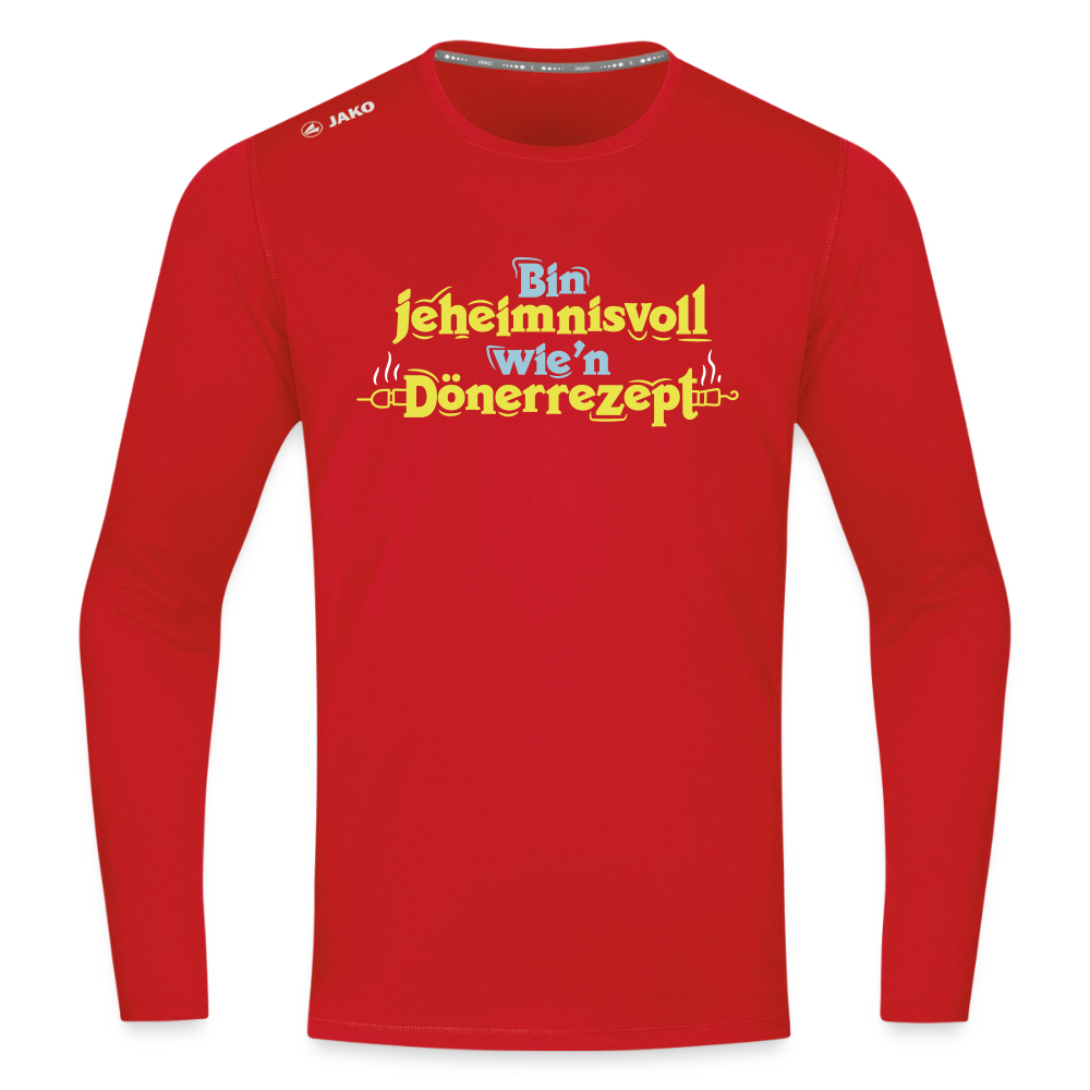 Bin jeheimnisvoll wie'n Dönerrezept. - Männer Sport Langamshirt - Rot
