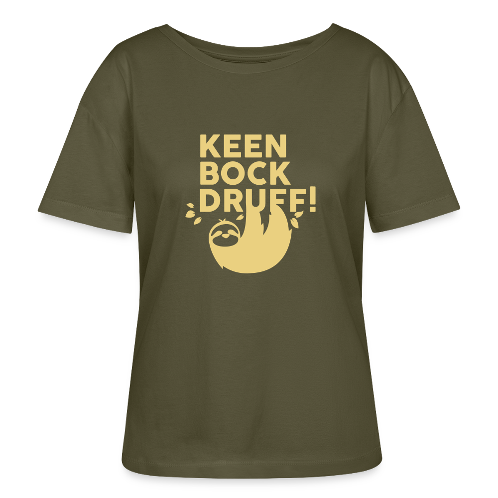 Keen Bock druff! - Relaxed Rundhals Frauen Bio-T-Shirt - Khaki