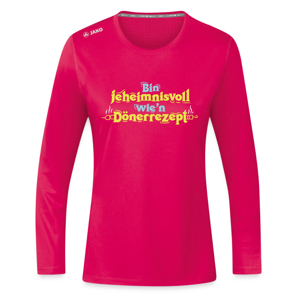Bin jeheimnisvoll wie'n Dönerrezept. - Frauen Sport Langarmshirt - dunkles Pink