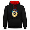 Bär mit Kopfhörern - Kontrast Hoodie - Schwarz/Rot