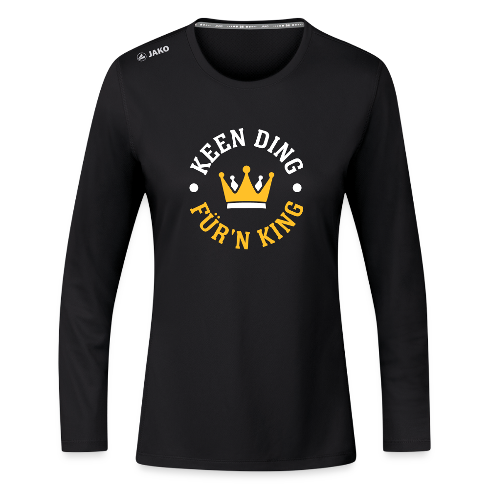 Keen Ding für'n King - Frauen Sport Langarmshirt - Schwarz
