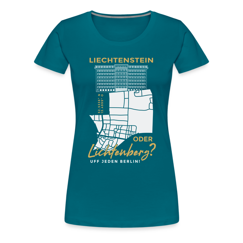 Liechtenstein oder Lichtenberg - Frauen Premium T-Shirt - Divablau