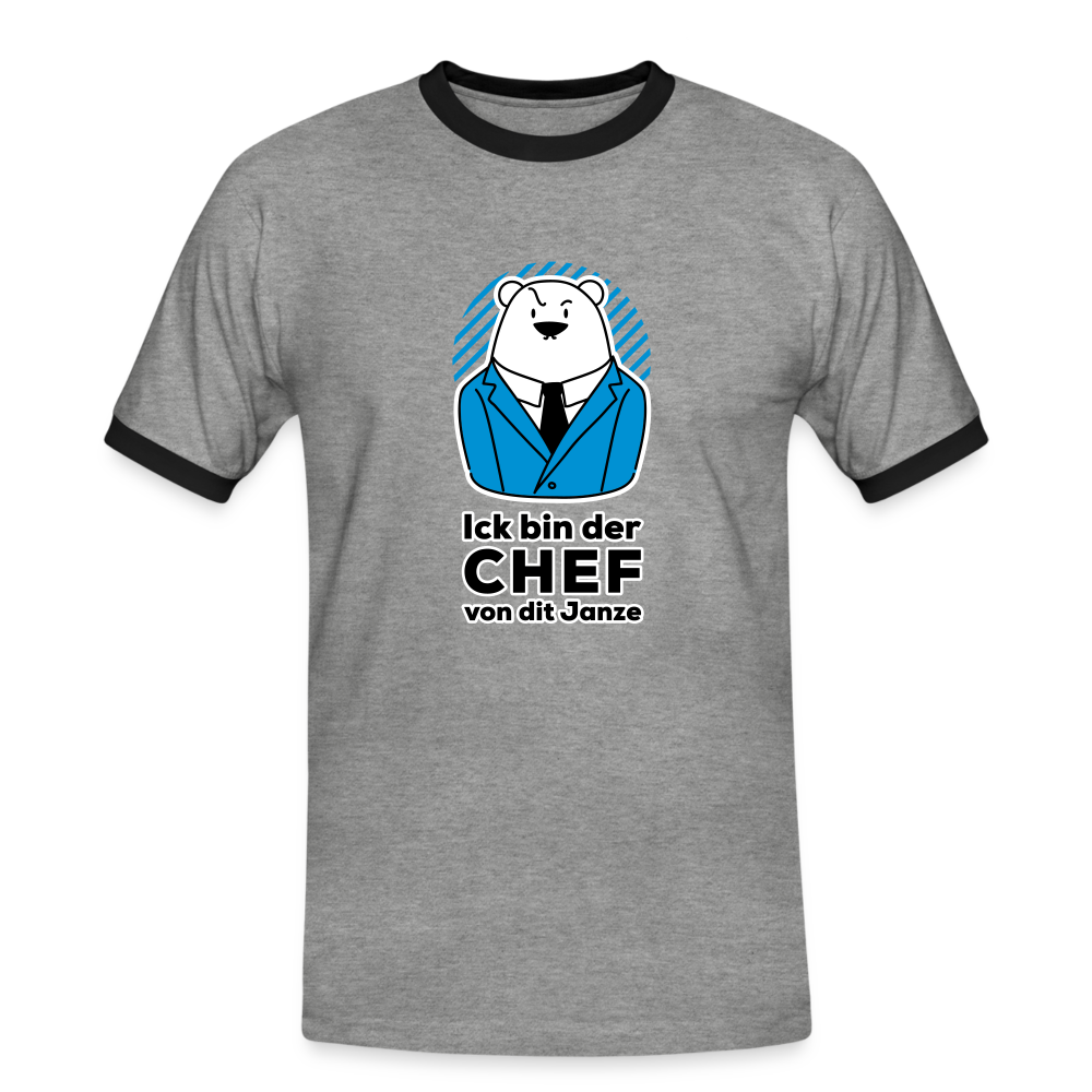 Chef - Männer Ringer T-Shirt - Grau meliert/Schwarz