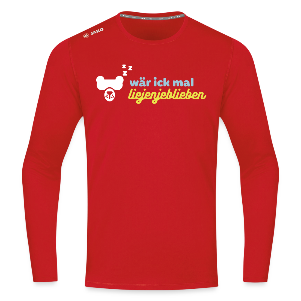 wär ick mal liejenjeblieben - Männer Sport Langamshirt - Rot
