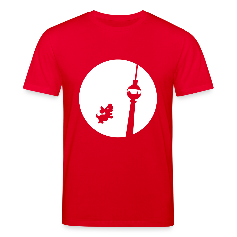 Hund am Fernsehturm - Unisex Bio T-Shirt - Rot
