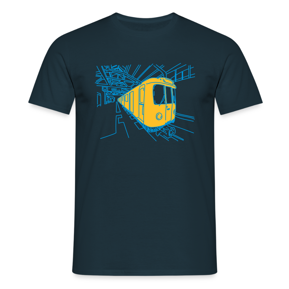 U-Bahn in Linien - Männer Premium T-Shirt - Navy