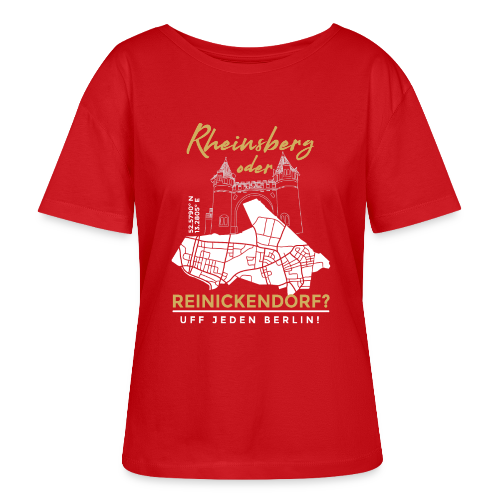 Rheinsberg oder Reinickendorf -  Relaxed Rundhals Frauen Bio-T-Shirt - Rot