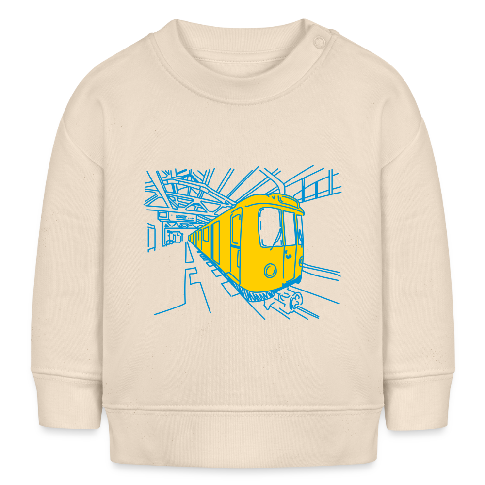 U-Bahn in Linien - Baby Bio Pullover - Weißgrau