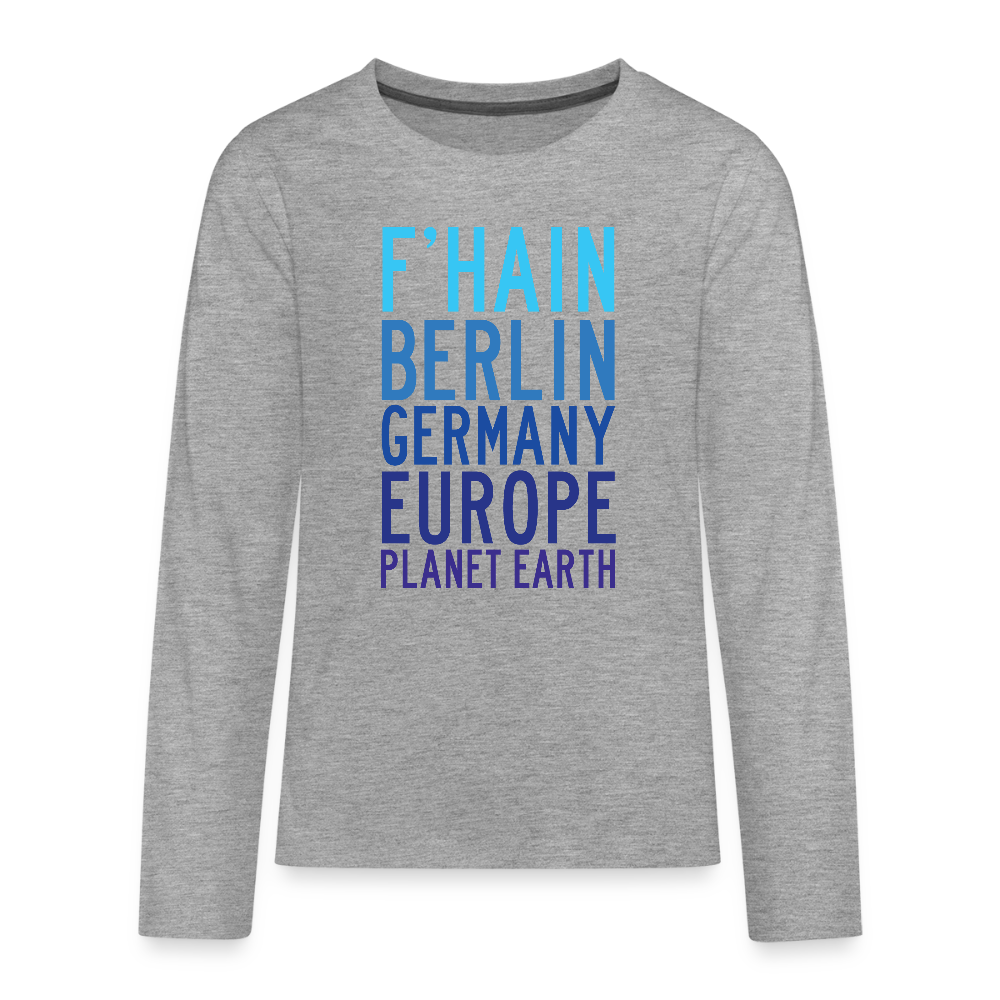 F'hain - Planet Earth - Teenager Langarmshirt - Grau meliert