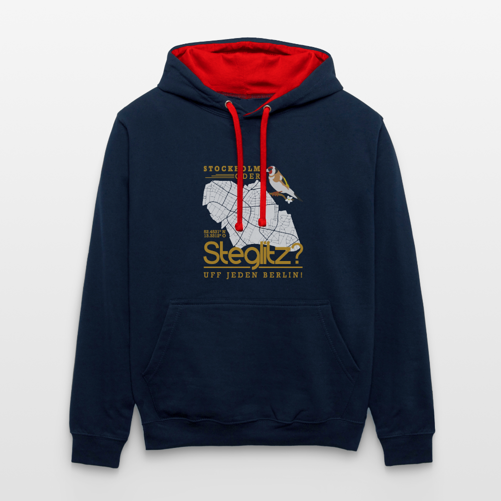 Stockholm oder Steglitz - Kontrast Hoodie - Navy/Rot