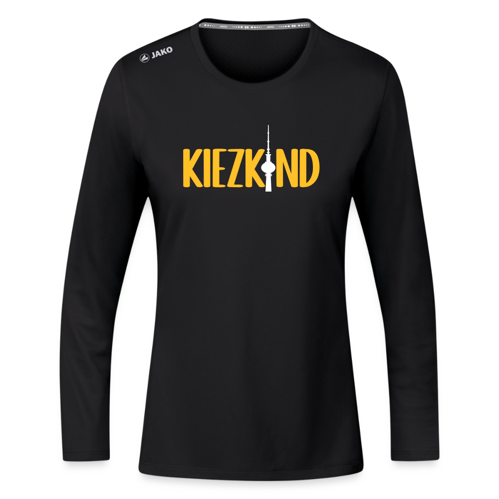 Kiezkind - Frauen Sport Langarmshirt - Schwarz