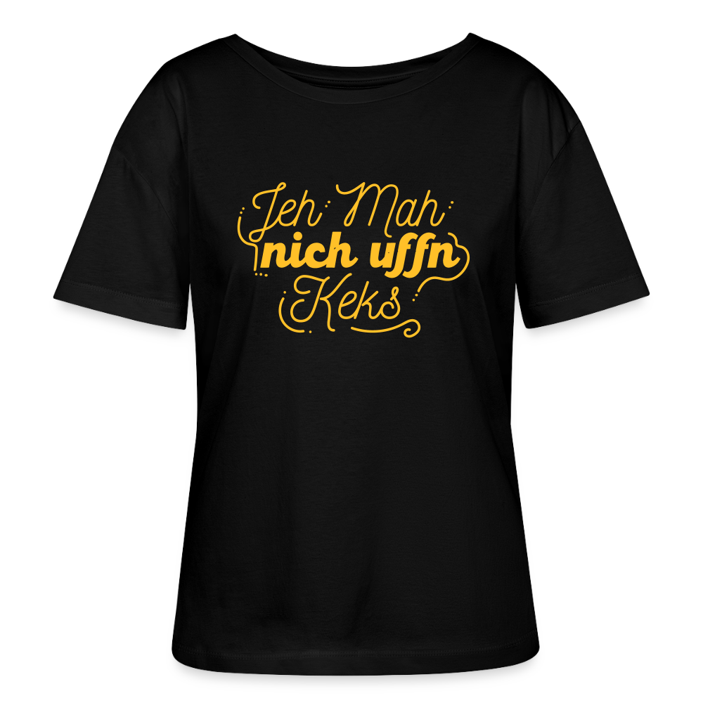 Jeh mah nich uffn Keks gelb - Relaxed Rundhals Frauen Bio-T-Shirt - Schwarz