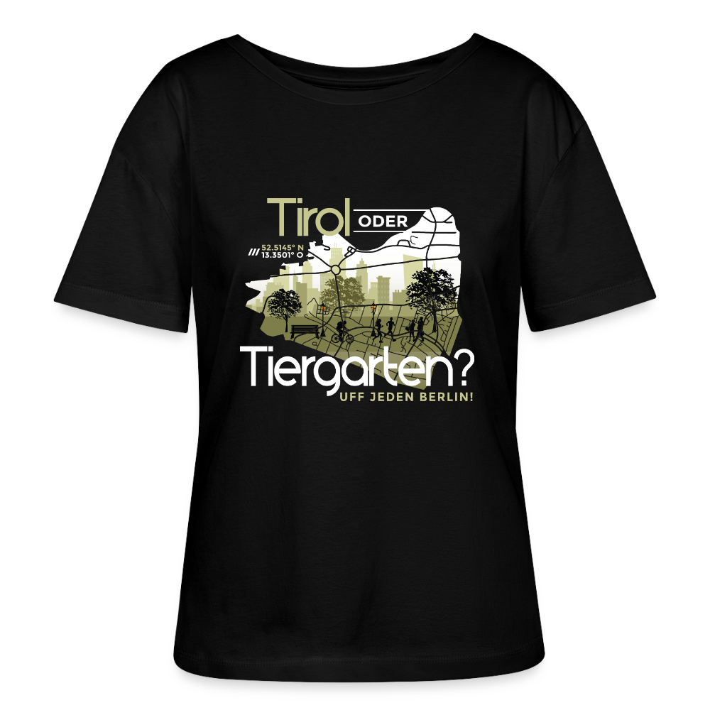 Tirol oder Tiergarten - Relaxed Rundhals Frauen Bio-T-Shirt - Schwarz