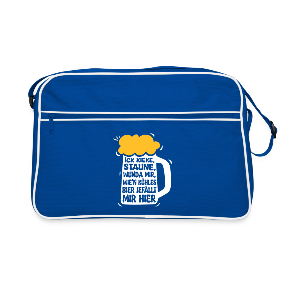 Ick kieke, staune, wunda mir, wie'n kühles Bier jefällt mir hier - Retro Tasche - Blau/Weiß