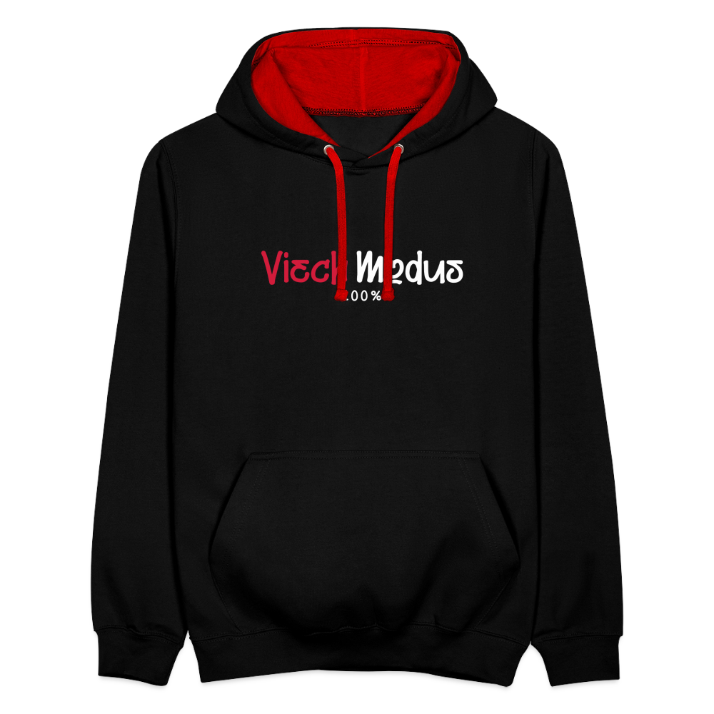 Viech Modus 100% - Kontrast Hoodie - Schwarz/Rot