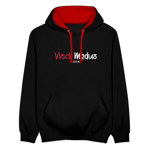 Viech Modus 100% - Kontrast Hoodie - Schwarz/Rot