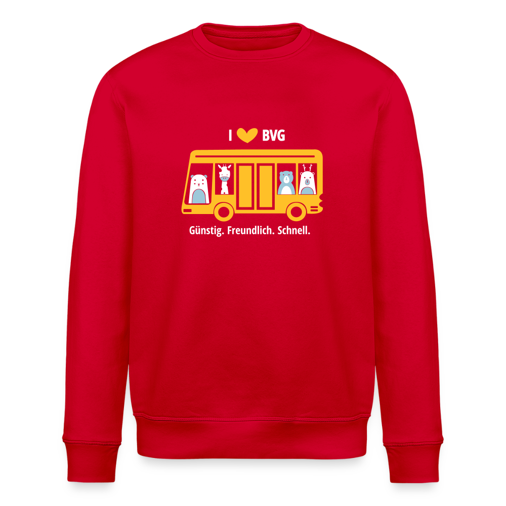 I love BVG - Unisex Bio Sweatshirt - Rot