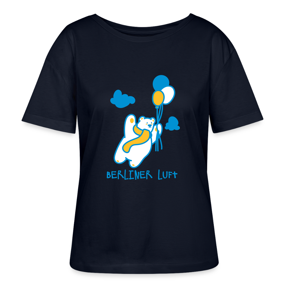 Der Bär fliegt - Relaxed Rundhals Frauen Bio-T-Shirt - Navy