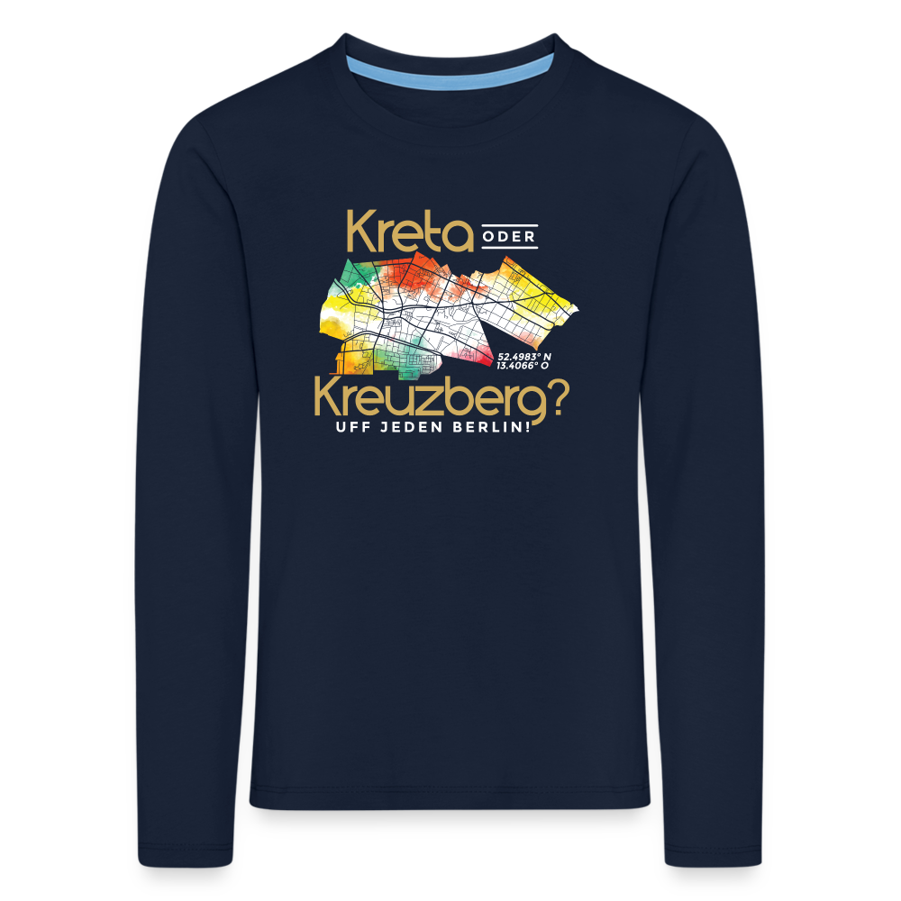 Kreta oder Kreuzberg - Kinder Langarmshirt - Navy