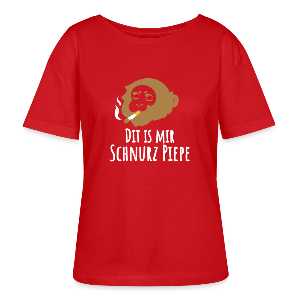 Dit is mir Schnurz Affe - Relaxed Rundhals Frauen Bio-T-Shirt - Rot