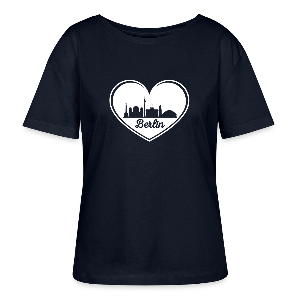 I love Berlin weiß - Relaxed Rundhals Frauen Bio-T-Shirt - Navy