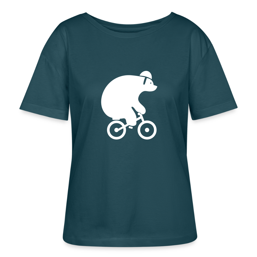 Fahrradbär - Relaxed Rundhals Frauen Bio-T-Shirt - Dunkles Petrol