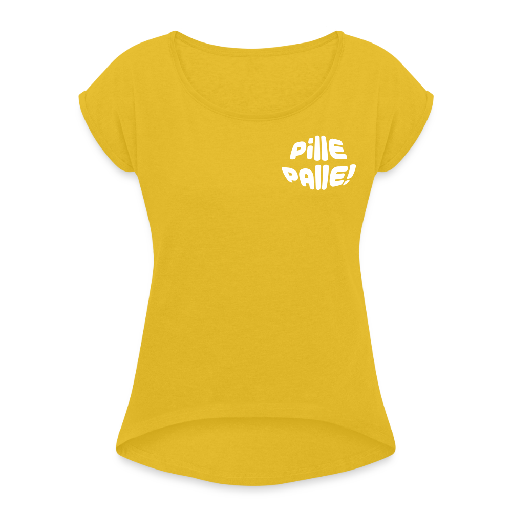 Pille Palle - Frauen T-Shirt mit gerollten Ärmeln - Senfgelb