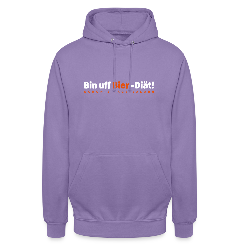 Bin uff Bier-Diät! (schon 3 Tage valorn) - Unisex Hoodie - Lavendel