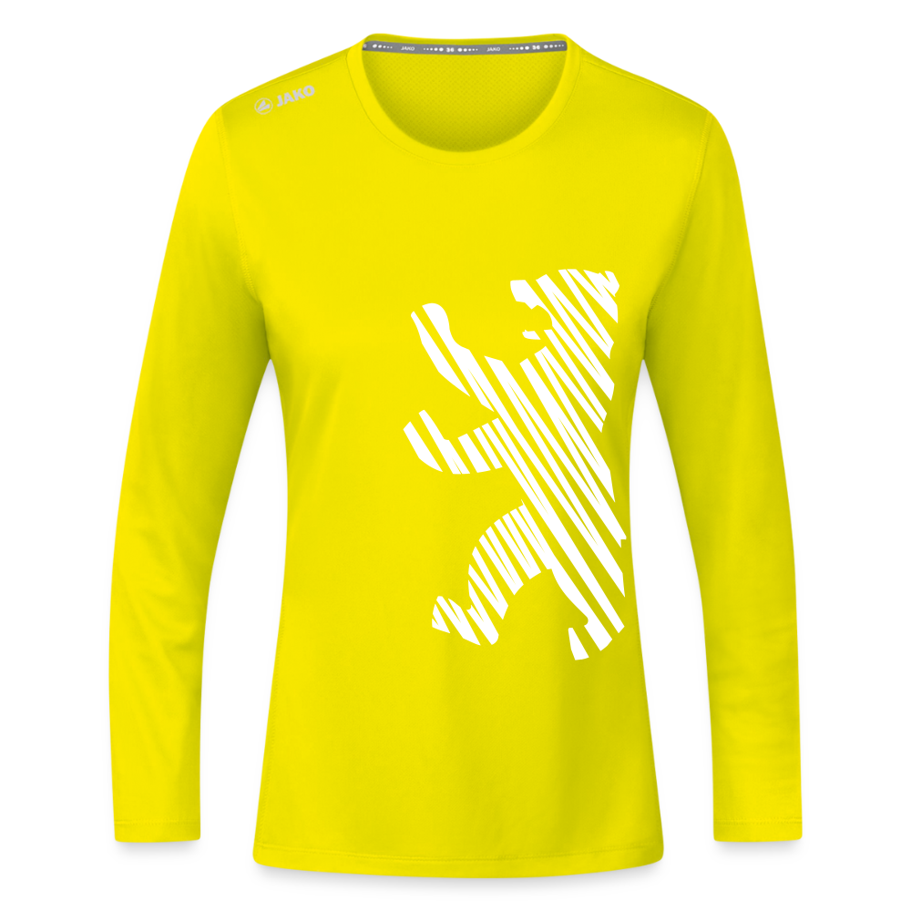 Berliner Bär im Netz - weiß - Frauen Sport Langarmshirt - Neongelb