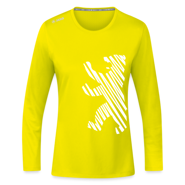 Berliner Bär im Netz - weiß - Frauen Sport Langarmshirt - Neongelb