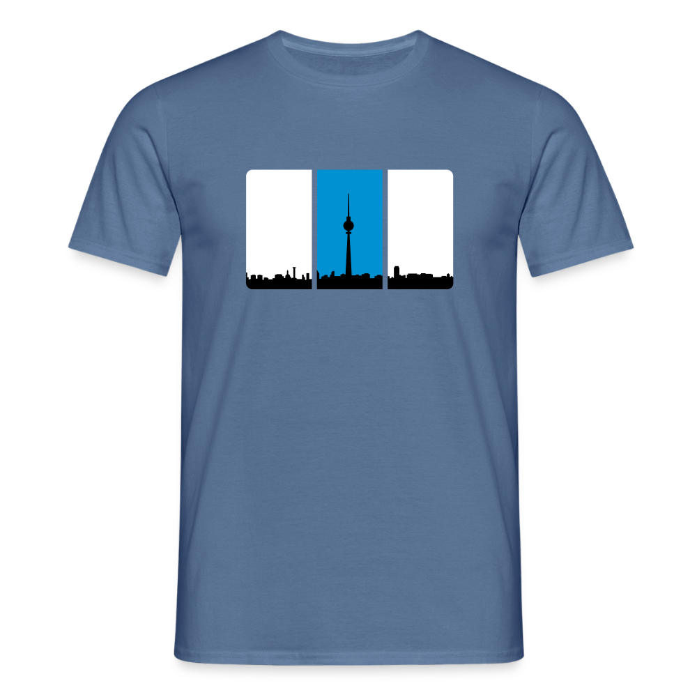 Berliner Skyline in Streifen - Männer Premium T-Shirt - Taubenblau