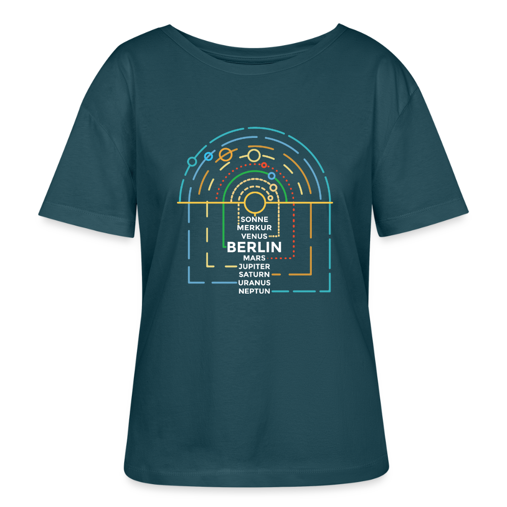 Berlin im Sonnensystem - Relaxed Rundhals Frauen Bio-T-Shirt - Dunkles Petrol