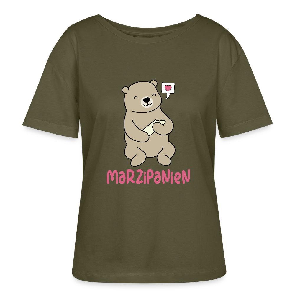 Marzipanien - Relaxed Rundhals Frauen Bio-T-Shirt - Khaki