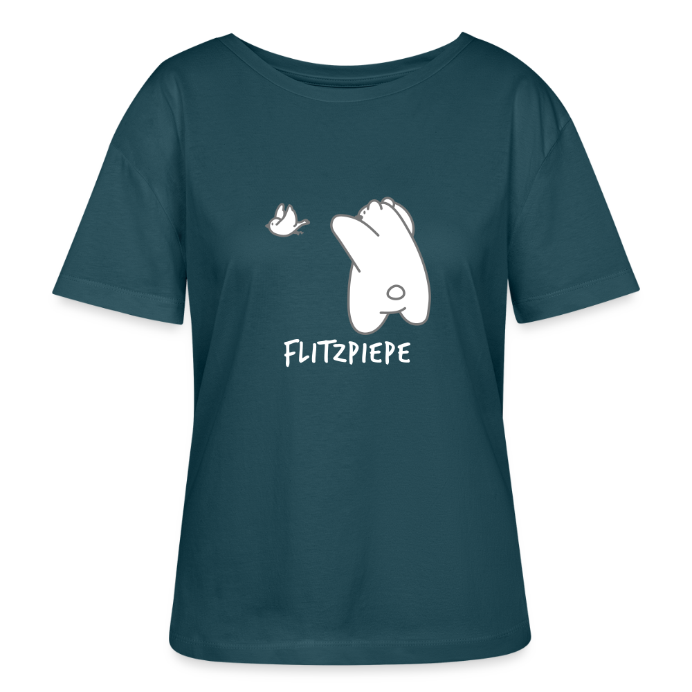 Flitzpiepe - Relaxed Rundhals Frauen Bio-T-Shirt - Dunkles Petrol