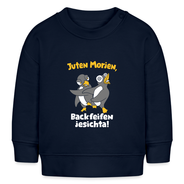 Juten Morjen, Backfeifenjesichta! - Baby Bio Pullover - Navy