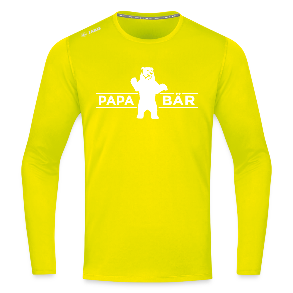 Papa Bär - Männer Sport Langamshirt - Neongelb