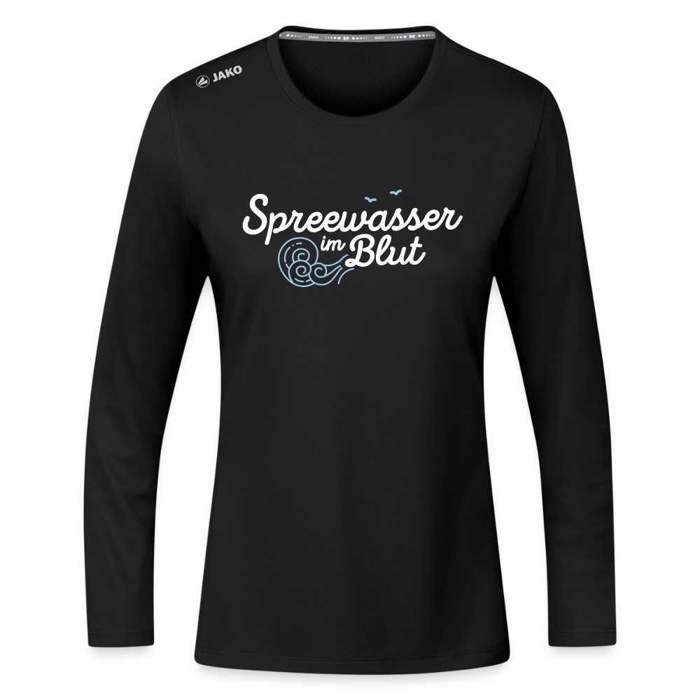 Spreewasser im Blut - Frauen Sport Langarmshirt - Schwarz