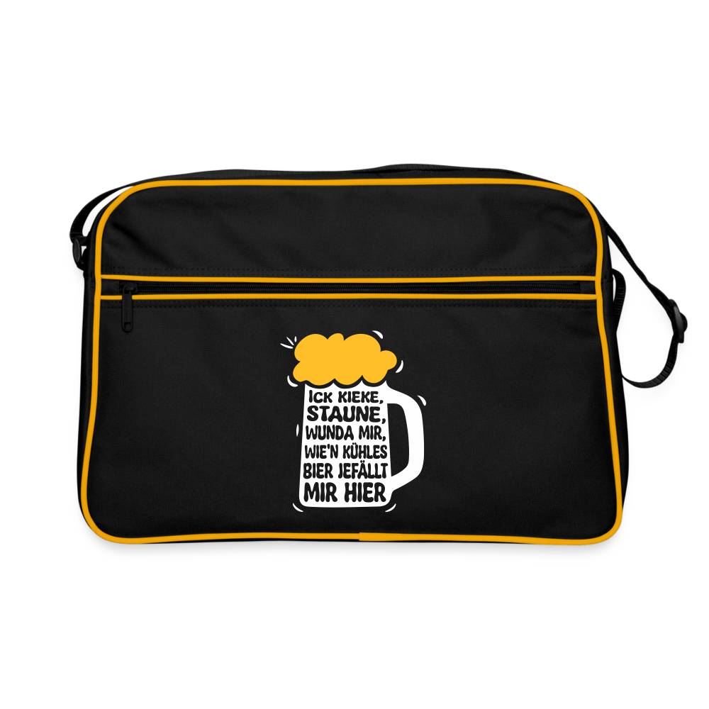 Ick kieke, staune, wunda mir, wie'n kühles Bier jefällt mir hier - Retro Tasche - Schwarz/Gold