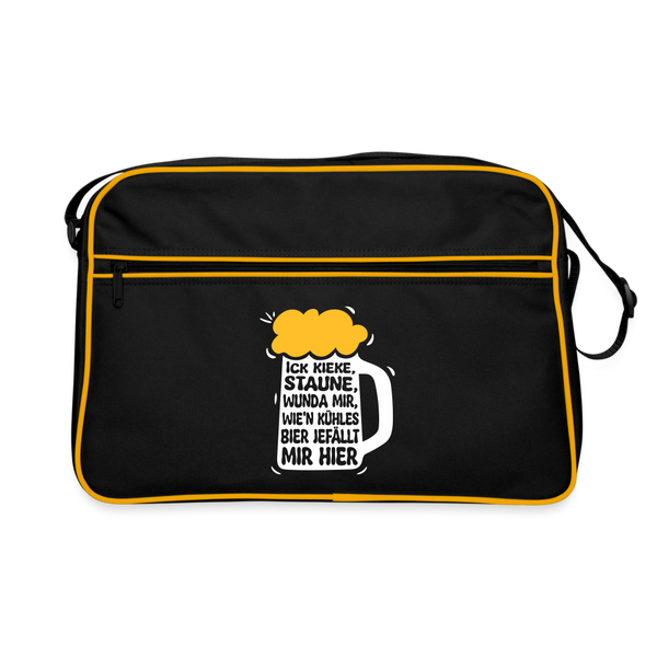 Ick kieke, staune, wunda mir, wie'n kühles Bier jefällt mir hier - Retro Tasche - Schwarz/Gold