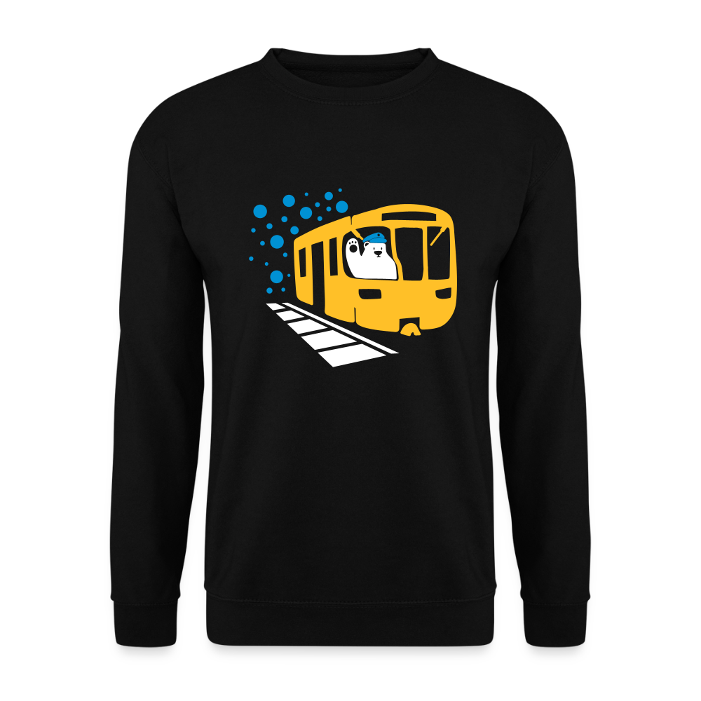 Bär in U-Bahn Kommt - Unisex Pullover - Schwarz
