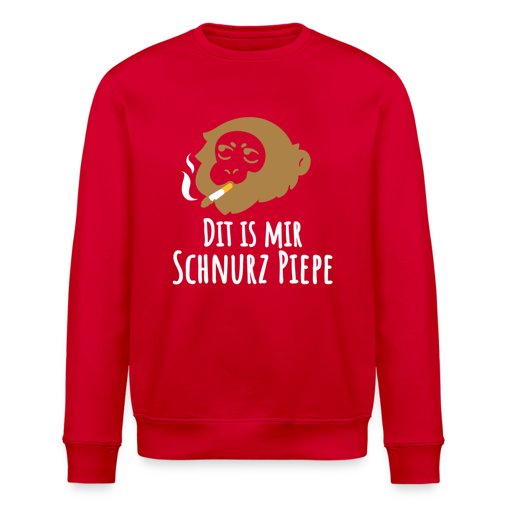 Dit is mir Schnurz Affe - Unisex Bio Sweatshirt - Rot